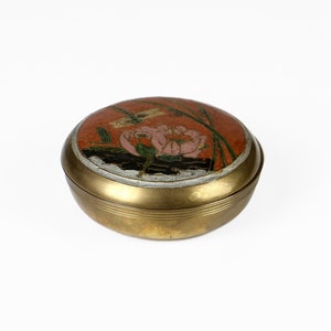 Vintage brass box hand painted 60s Mid Century