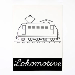 Póster de papel vintage de locomotora de los años 70 para educación escolar