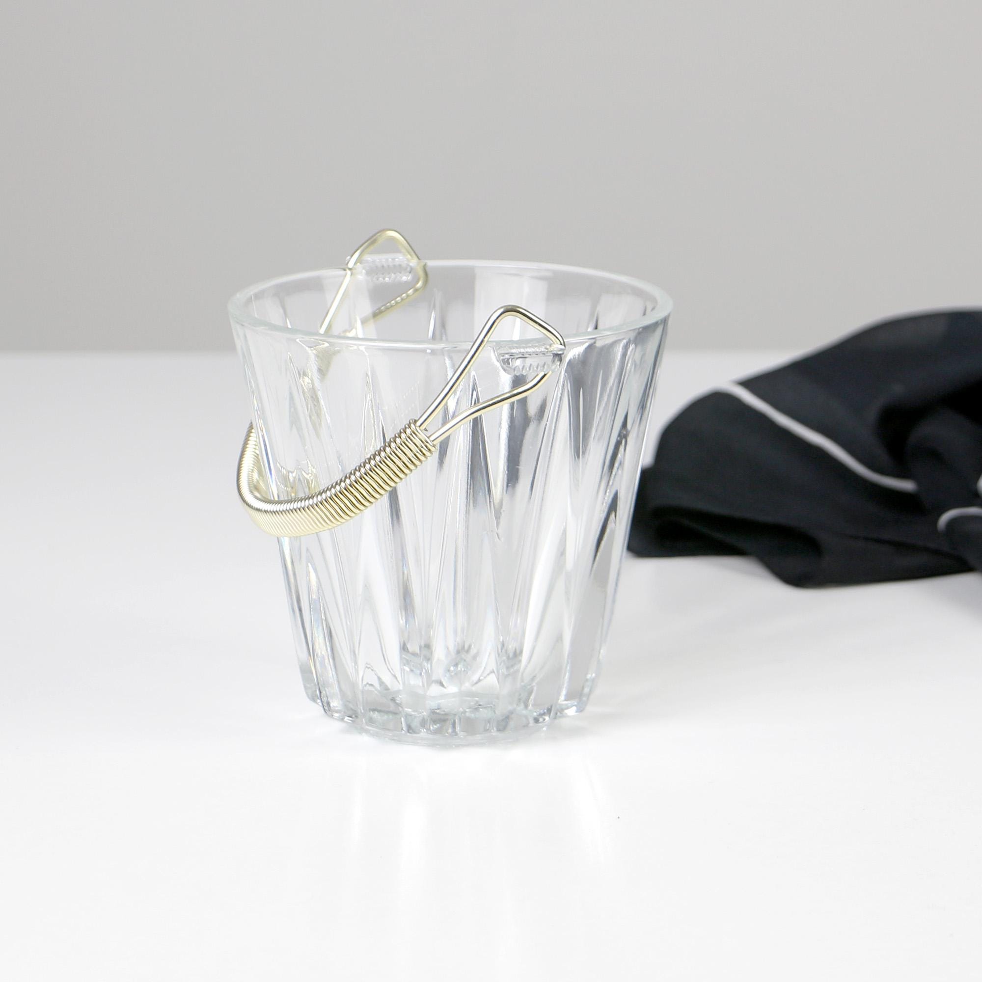 Seau à Glacons Argent Double Paroi Avec Pince 16x16x18cm - Coffret