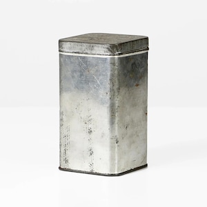 Vintage silver metal tea canister England antique home decor