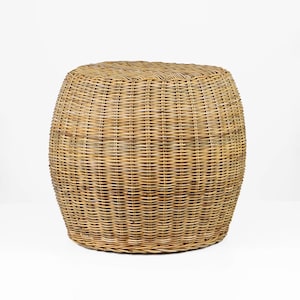 Vintage Round Rattan Plant Stand Or Wicker Side Table Boho Home Decor