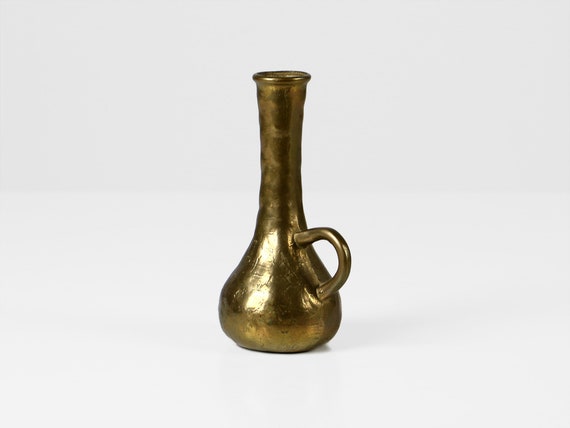 Mid Century A Pair of Vintage Brass Vases with Tassel Detail