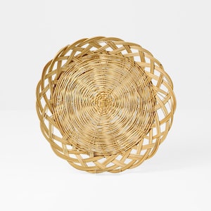 Woven Basket Bowl: 1960s Mid Century Modern Decor
