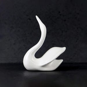 Vintage Ceramic Figurine White Swan 1970s Boho Home Decor