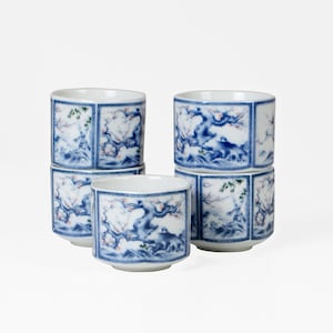 Vintage Porcelain Tea Cups Cherry Blossom 1970s Japonism