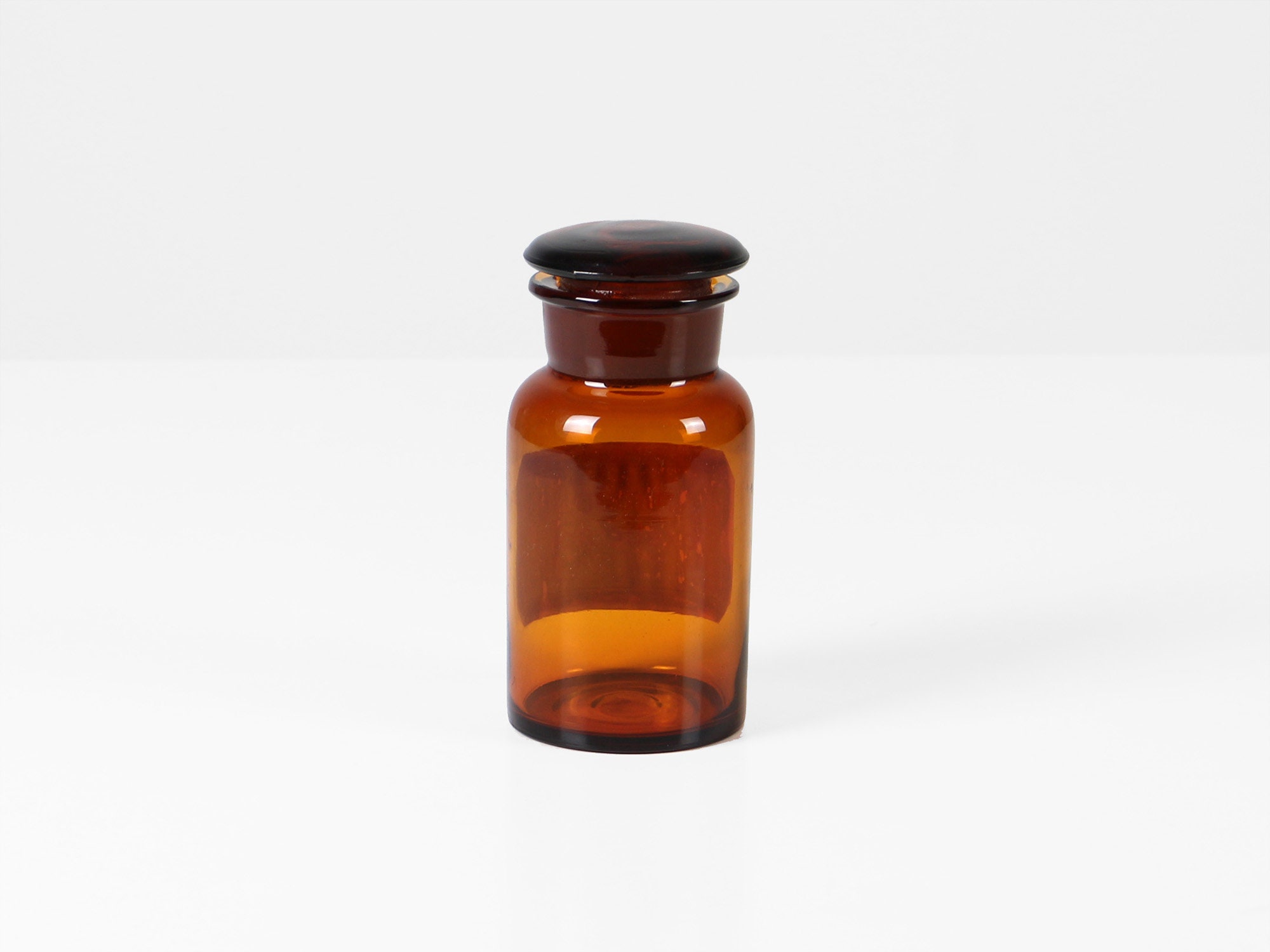 ヴィンテージ薬瓶 - 蓋付きガラス保存瓶 - レッドラベル - 1960年代の