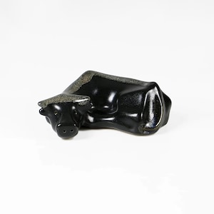 Vintage Ceramic Bull Figurine 1970s Home Decor Cow Collectible Farmer Gift