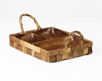 Vintage Teak Servierschalen Tablett – Dänisches Mid Century Design 1960er