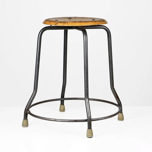 Vintage industrial stool wood & metal