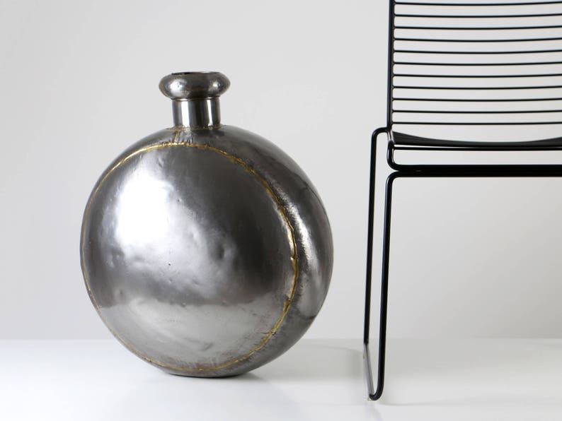 Large Floor Vase Xxl Metal Vase Large Vintage Vase Studio Etsy