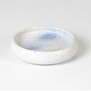 Vintage Danish Ceramic Bowl: 1970s Studio Pottery, White Speckled Blue Glaze