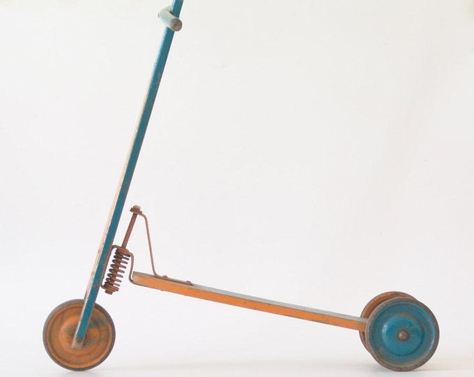 Antique Children's Scooter Made of Wood and Metal Blue & Etsy Israel