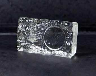 Vintage block vase 70s brutalist glass