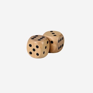 Vintage Pair of Wooden Dice – Solid Natural Wood with Black Dots – Rare Game Decor – Beautiful Grain – Minimalist Object Set