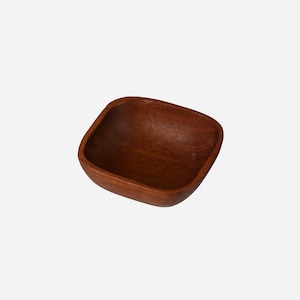 Vintage Small Teak Bowl – 1960s Danish Mid Century Modern – Square Rounded Nut Dish