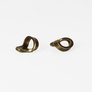Vintage Brass Napkin Rings - Mid Century Brutalist Table Decor - Set of 2