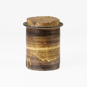Vintage ceramic canister with cork lid 70s