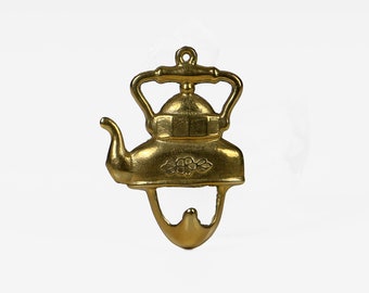 Vintage brass wall hook tea kettle 60s design Mid Century modern