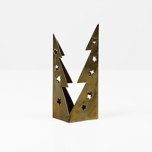 Vintage brass Christmas tree home decor 60s Mid Century