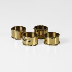 Vintage Brass Napkin Rings - Brutalist Mid Century Modern - Set of 4