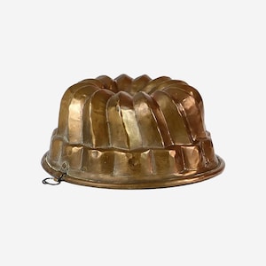 Molde de cobre antiguo de los años 60, decoración de cocina de mediados de siglo, antigüedad rara