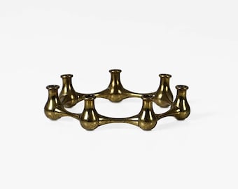 Vintage brass tiny taper candle holder Danish design