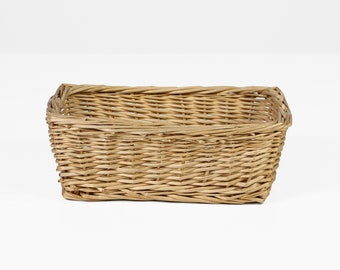 Vintage wicker basket 70s boho home decor rectangular simple item