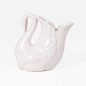 Vintage ceramic swan planter pink 70s