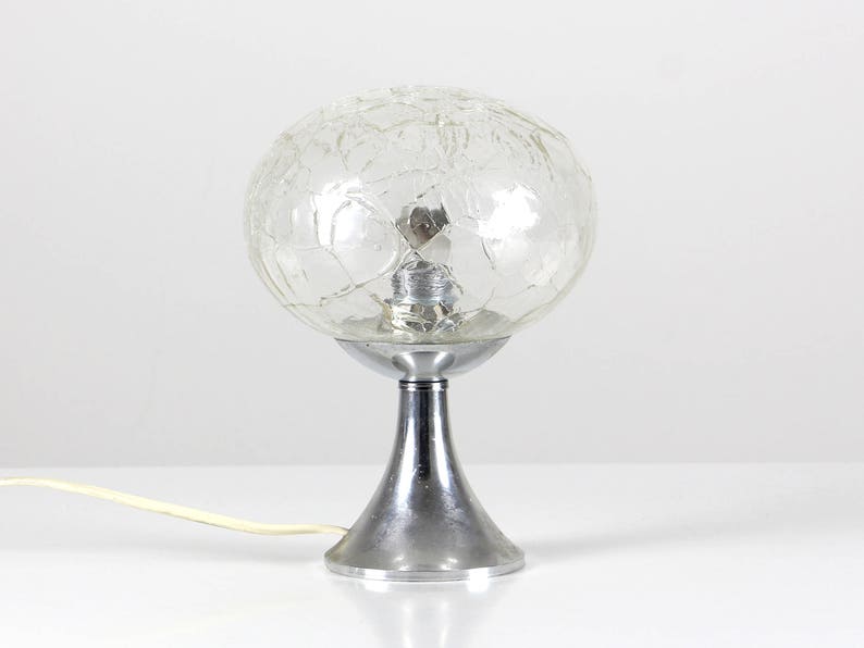 Lampe 70 Bureau Années LampeDe Spatiale BulleDes Verre VerreTableL’argent En Ère Pw0knO