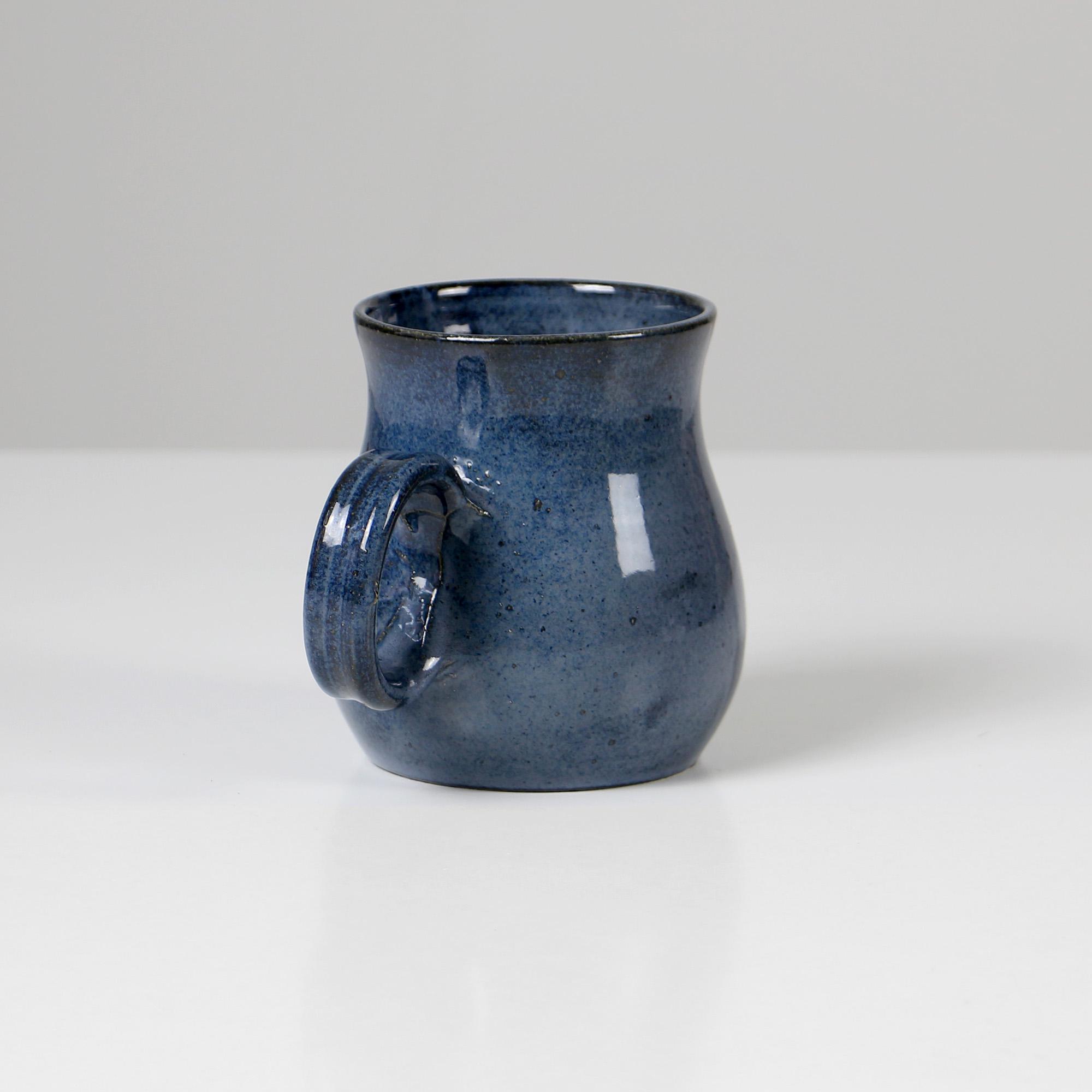 Vintage Danish Studio Pottery Jug: Signed Blue Glazed  display picture 1