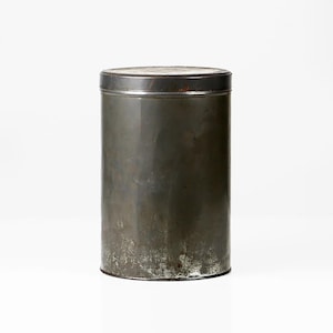 Vintage Metal Canister Gray Silver Rusty Authentic Antique Home Decor