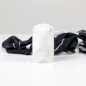 Vintage Marble Tealight Holder 1970s Boho Decor – Heavy White Marble Candle Holder – Mid Century Modern