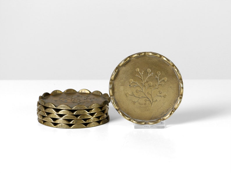 Brutalist Brass Coasters Brass Coaster Set Gold Coasters Etsy - image 0