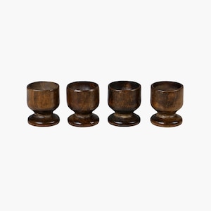 Vintage Wood Egg Cups Set 1960s Mid Century Cottage Home Decor Authentic Kitchen Utensils