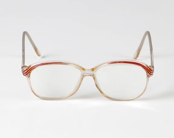 Vintage Oversized Red Eyeglasses Frame 1980s – Transparent Retro Optical Glasses