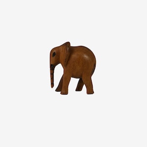 Vintage 1970s Wooden Elephant Figurine – Rare Boho 70s Decor – Collectible Animal Sculpture – Handmade