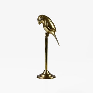 Vintage brass parrot figurine, jewelry display, 60s Mid Century design