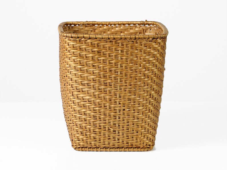 Vintage Rattan Wastepaper Bin 60s Mid Century Etsy