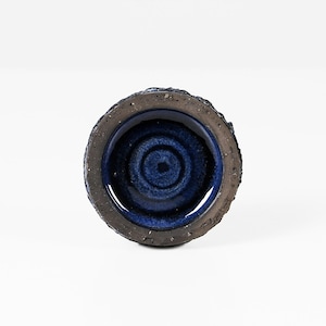 Vintage Robert Bentsen Ceramic Bowl: Danish Pottery, Blue Glazed Interior