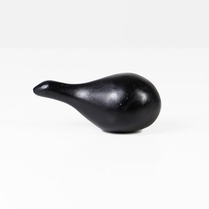 Vintage Black Wood Duck Figurine – Minimalist Mid Century Decorative Object – Wooden Duck Sculpture