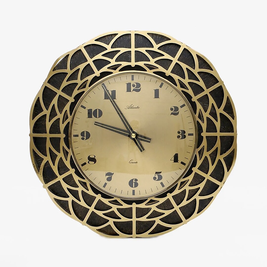 Vintage Brass Wall Clock by Atlanta German 70s Etsy