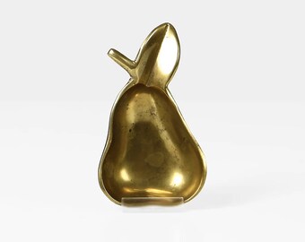 Vintage Brass Pear Dish 60s – Mid Century Brass Bowl – Fruit Shape Decorative Trinket Dish