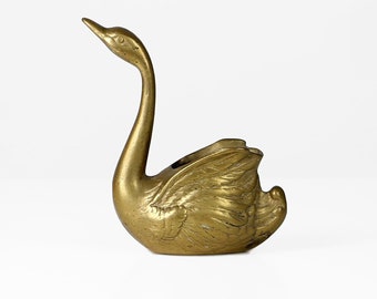 Vintage planter brass swan 60s Mid Century modern