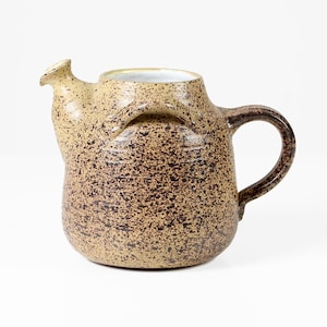 Vintage Danish Ceramic Pitcher Signed – 1970s Handmade Stoneware Jug – Unique Textured Mid Century Design