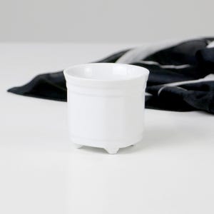 Vintage White Porcelain Sugar Bowl: 1970s Boho Geometric Decor