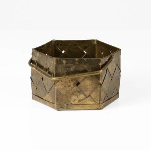 Vintage brass storage box with handle 60s