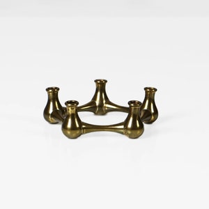 Vintage Brass Candle Holder – Danish Design – Mid Century Tiny Taper Candles – 1960s Solid Brass – Collectible Decor