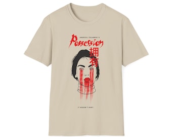 Possession Japanese Psychological Horror Face T-Shirt | Red Drip Graphic