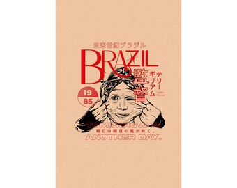 Brazil Minimalist Movie Poster | Terry Gilliam Film Art Print | Dystopian Sci-Fi Cinema Wall Decor