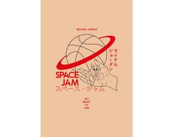 Space Jam Minimalist Poster | Michael Jordan 90s Basketball Art Print